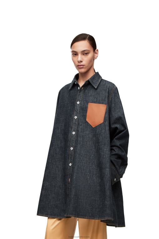 Loewe Women Trapeze overshirt in denim 206XF896 Blue Denim