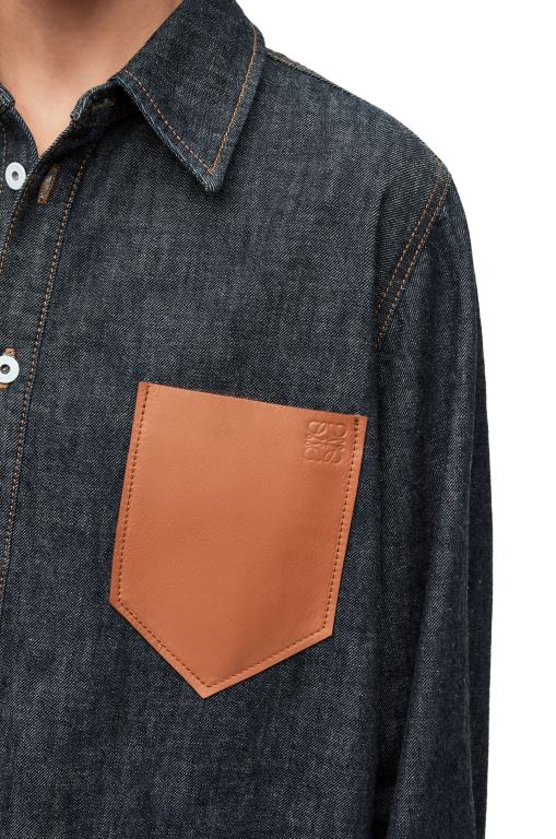 Loewe Women Trapeze overshirt in denim 206XF896 Blue Denim