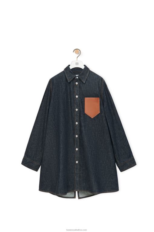 Loewe Women Trapeze overshirt in denim 206XF896 Blue Denim