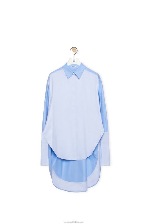 Loewe Women Trompe l'oeil shirt in cotton 206XF920 Light Blue