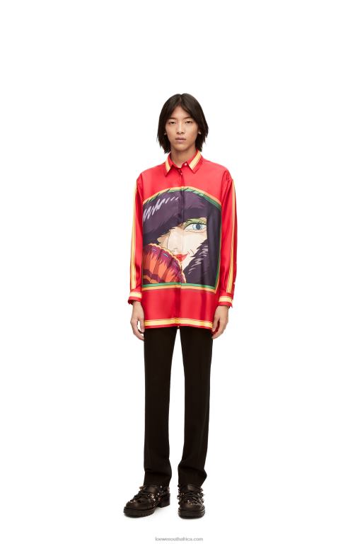 Loewe Women Witch of the Waste shirt in silk 206XF943 Pink/Yellow