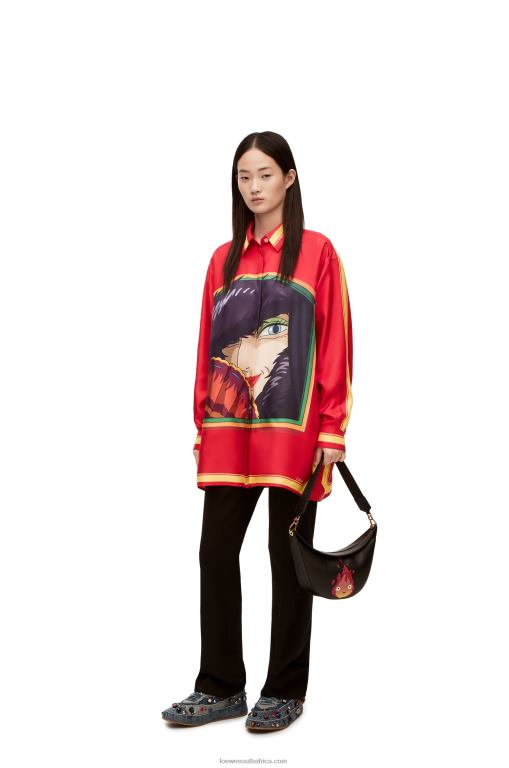 Loewe Women Witch of the Waste shirt in silk 206XF943 Pink/Yellow