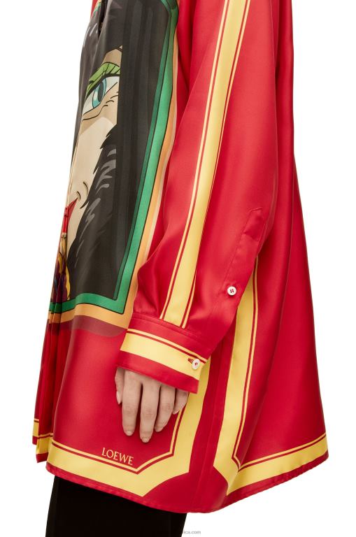 Loewe Women Witch of the Waste shirt in silk 206XF943 Pink/Yellow