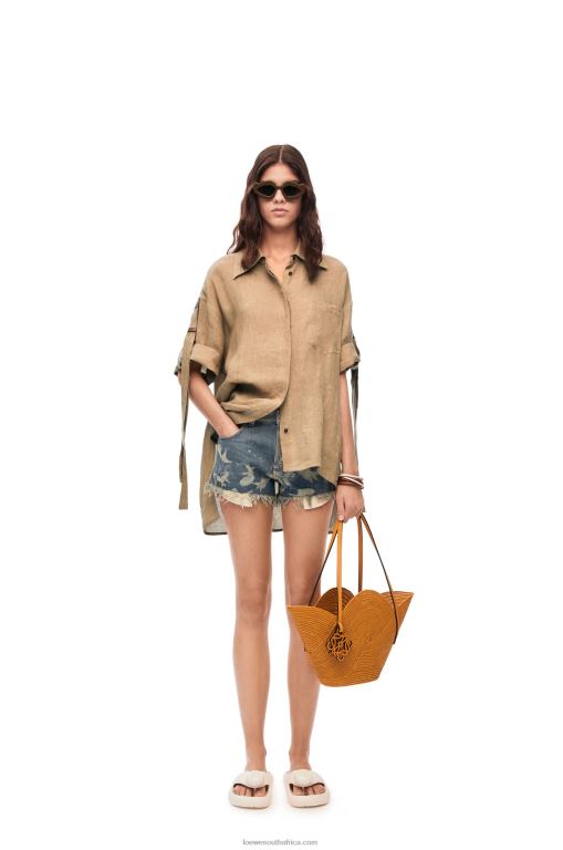 Loewe Women Workwear shirt in linen 206XF863 Taos Taupe
