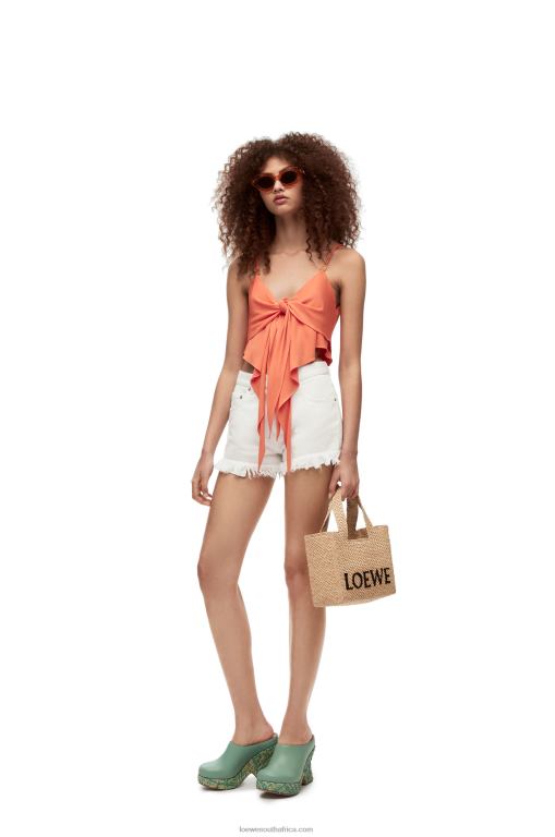 Loewe Women Anagram shorts in denim 206XF1171 White
