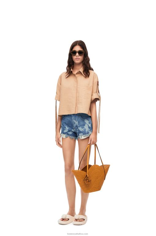 Loewe Women Fish shorts in denim 206XF1170 Light Blue/White