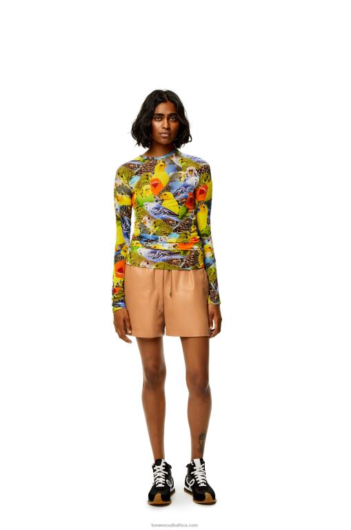 Loewe Women Shorts in nappa lambskin 206XF1123 Toffee