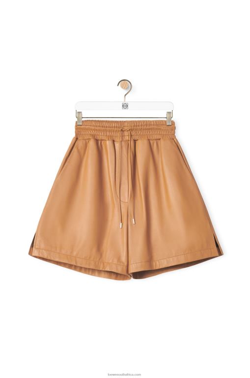Loewe Women Shorts in nappa lambskin 206XF1123 Toffee