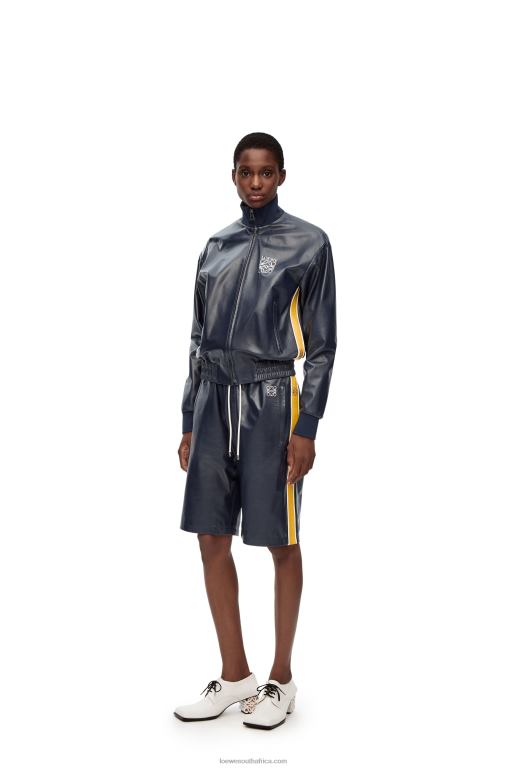Loewe Women Tracksuit shorts in nappa 206XF1117 Navy/Yellow