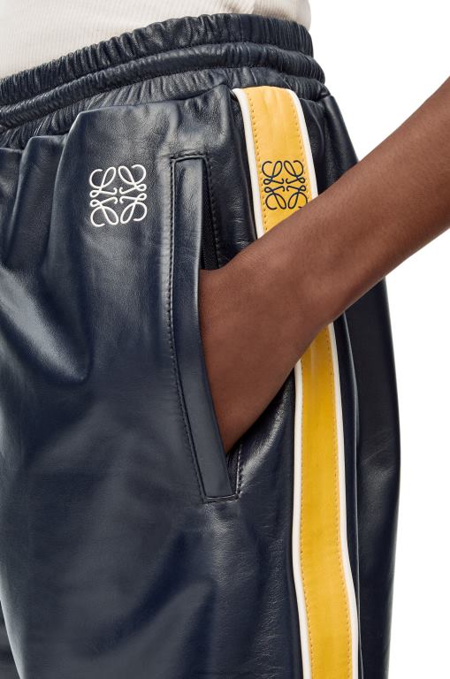 Loewe Women Tracksuit shorts in nappa 206XF1117 Navy/Yellow