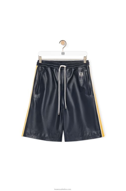 Loewe Women Tracksuit shorts in nappa 206XF1117 Navy/Yellow