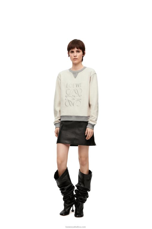Loewe Women Anagram regular fit sweatshirt in cotton 206XF825 Grey Melange