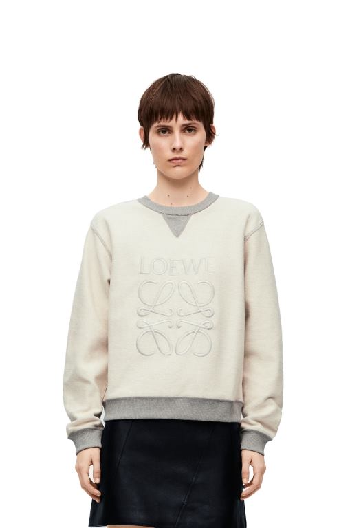 Loewe Women Anagram regular fit sweatshirt in cotton 206XF825 Grey Melange