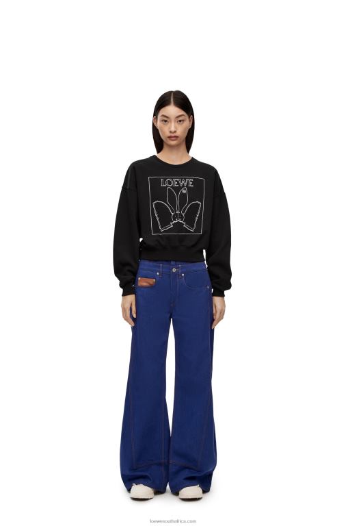 Loewe Women Bunny sweatshirt in cotton 206XF806 Black