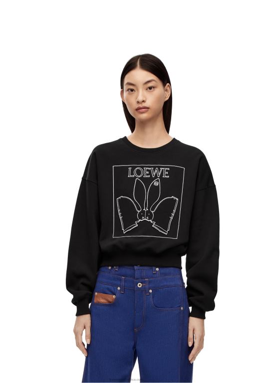 Loewe Women Bunny sweatshirt in cotton 206XF806 Black