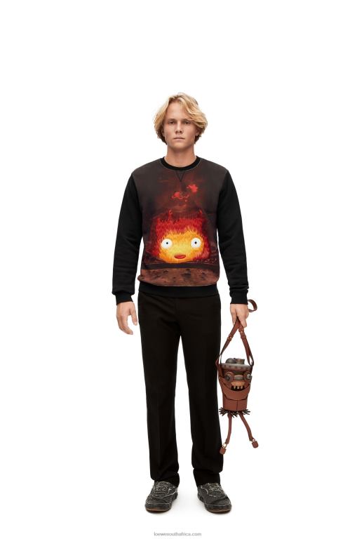 Loewe Women Calcifer sweatshirt in cotton 206XF843 Black/Multicolor