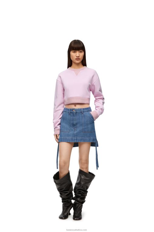 Loewe Women Cropped sweatshirt in cotton 206XF778 British Rose