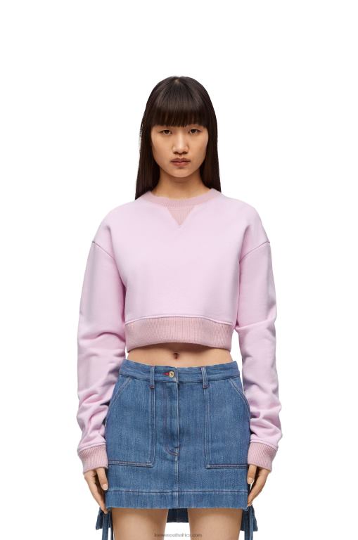 Loewe Women Cropped sweatshirt in cotton 206XF778 British Rose