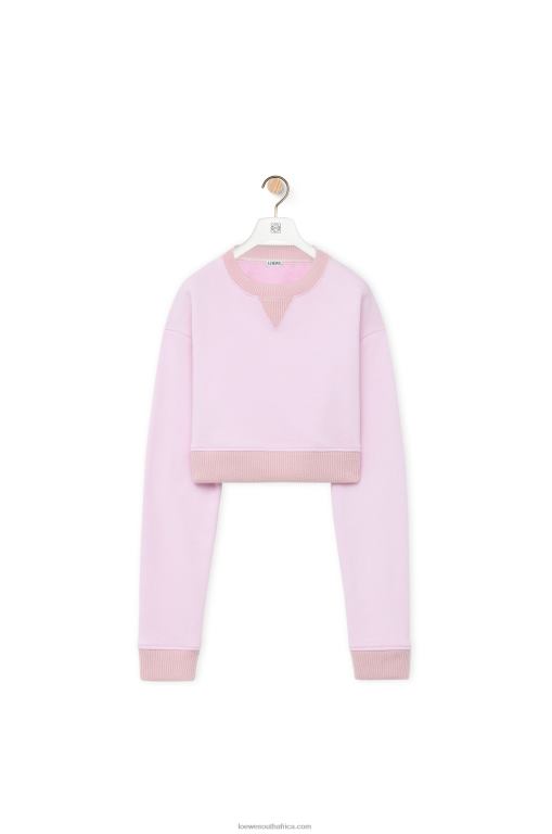 Loewe Women Cropped sweatshirt in cotton 206XF778 British Rose