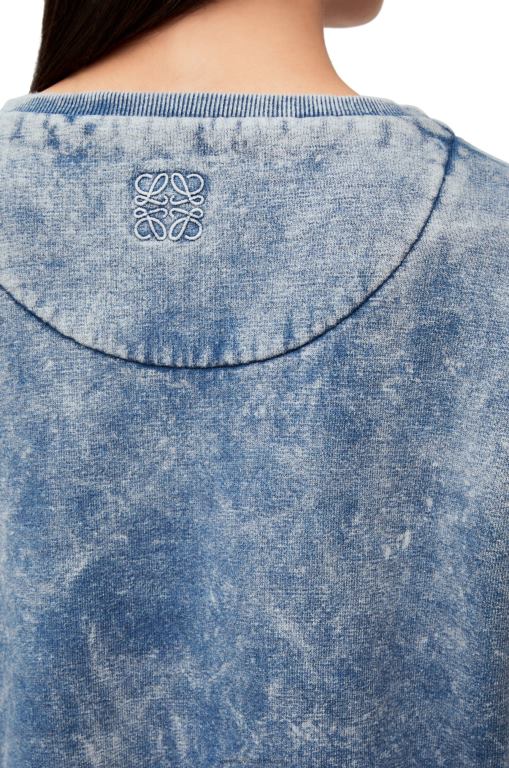 Loewe Women Elongated sweatshirt in cotton fleece 206XF803 Washed Denim