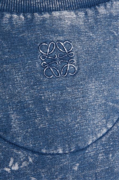Loewe Women Elongated sweatshirt in cotton fleece 206XF803 Washed Denim