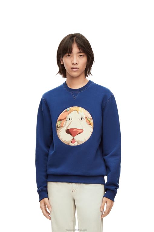 Loewe Women Heen sweatshirt in cotton 206XF841 Indigo Blue