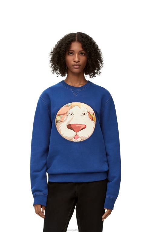 Loewe Women Heen sweatshirt in cotton 206XF841 Indigo Blue