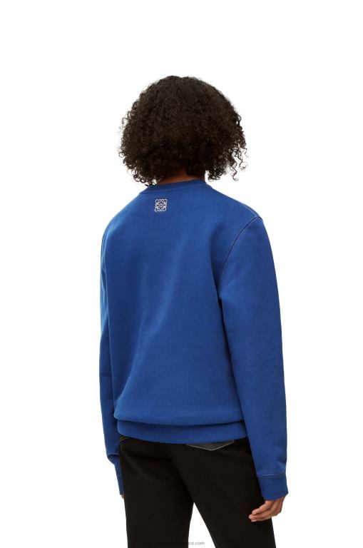 Loewe Women Heen sweatshirt in cotton 206XF841 Indigo Blue