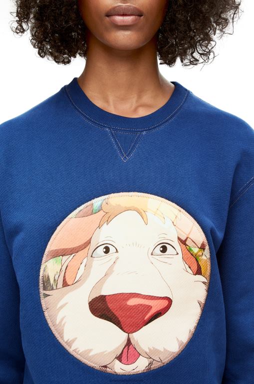 Loewe Women Heen sweatshirt in cotton 206XF841 Indigo Blue
