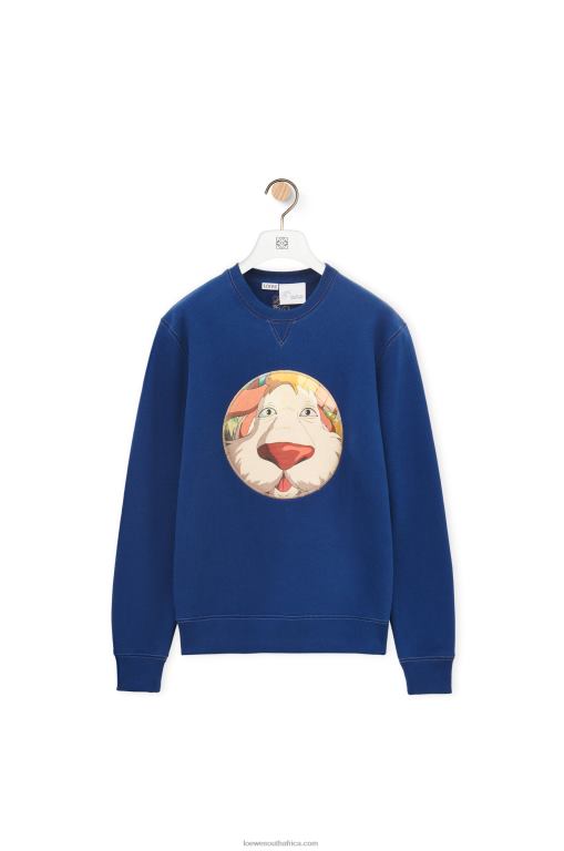 Loewe Women Heen sweatshirt in cotton 206XF841 Indigo Blue