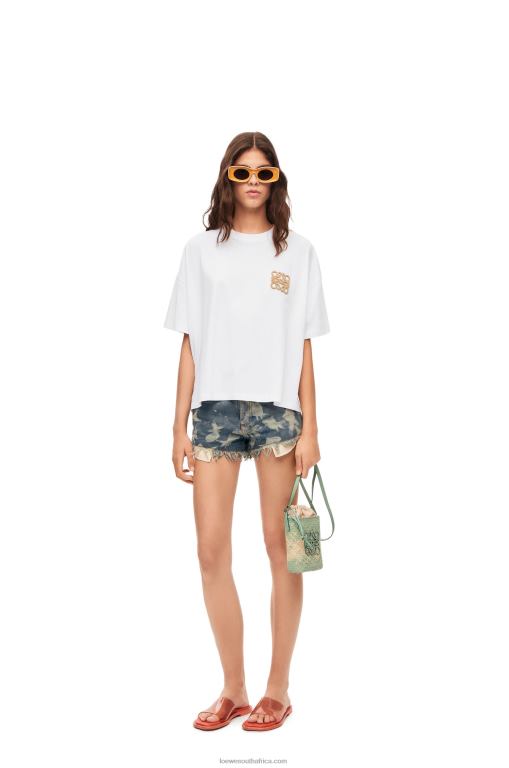 Loewe Women Anagram craft T-shirt in cotton 206XF795 White/Beige