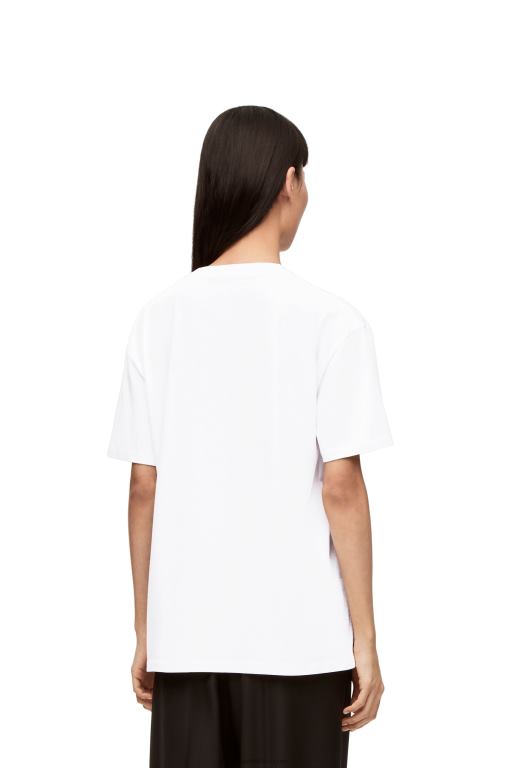 Loewe Women Anthurium flower T-shirt in cotton jersey 206XF798 White/Red