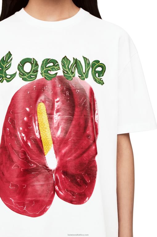 Loewe Women Anthurium flower T-shirt in cotton jersey 206XF798 White/Red