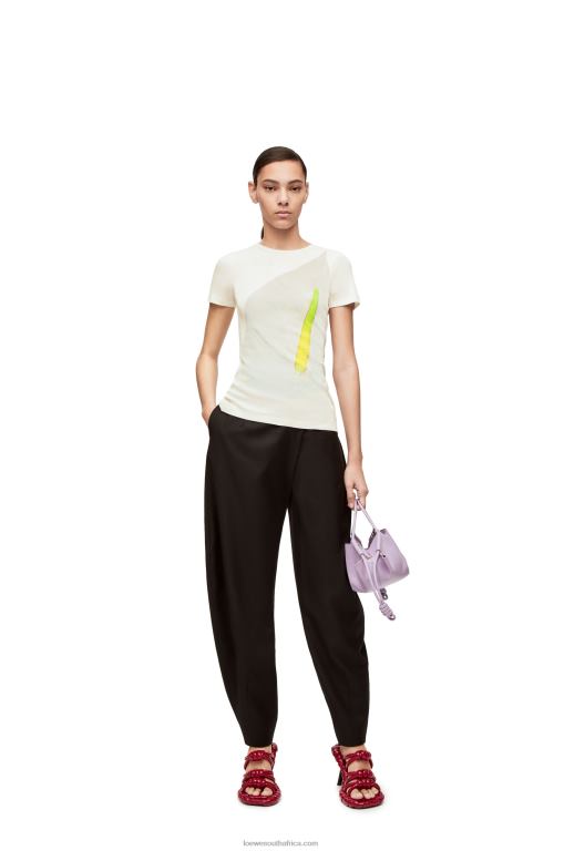 Loewe Women Anthurium top in ribbed cotton jersey 206XF883 White/Multicolor