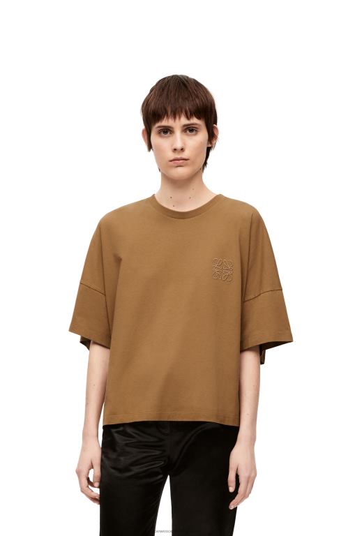 Loewe Women Boxy fit T-shirt in cotton 206XF781 Dark Camel