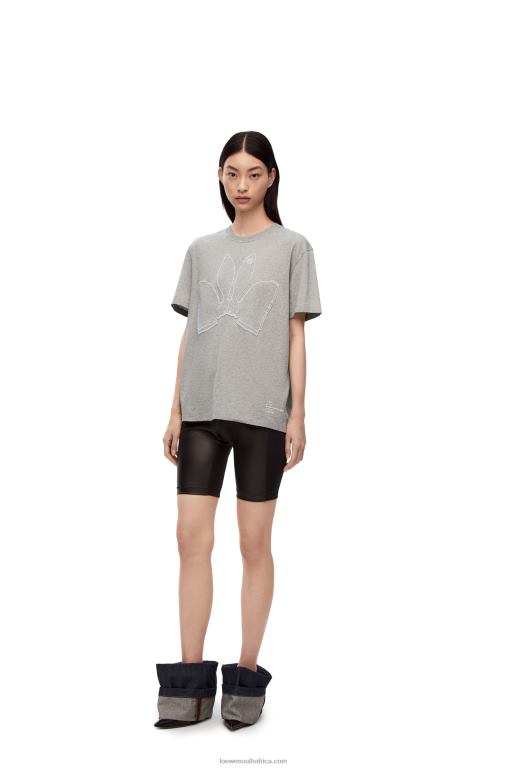 Loewe Women Bunny T-shirt in cotton 206XF807 Grey Melange