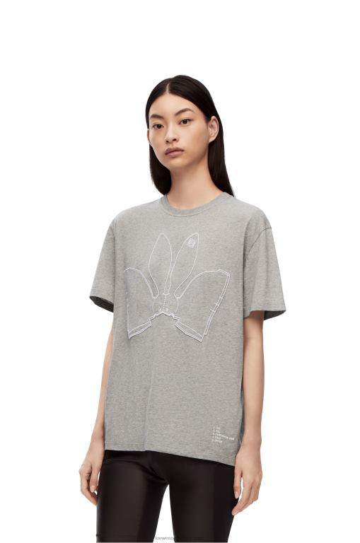 Loewe Women Bunny T-shirt in cotton 206XF807 Grey Melange