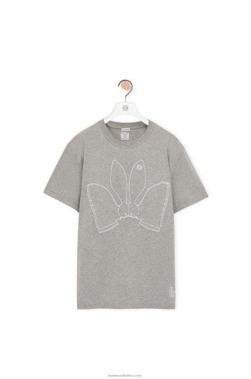 Loewe Women Bunny T-shirt in cotton 206XF807 Grey Melange