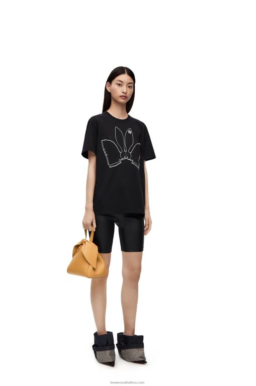Loewe Women Bunny T-shirt in cotton 206XF809 Black