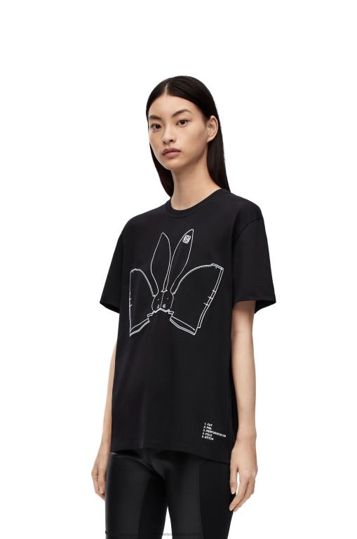 Loewe Women Bunny T-shirt in cotton 206XF809 Black