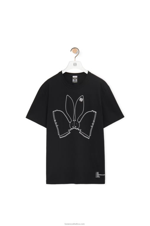 Loewe Women Bunny T-shirt in cotton 206XF809 Black