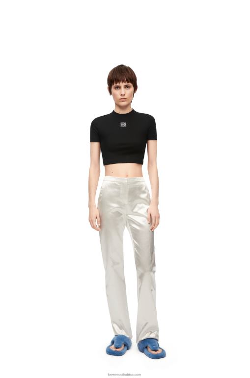 Loewe Women Cropped top in cotton 206XF888 Black
