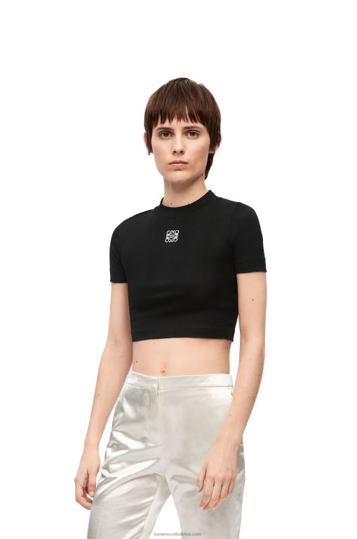 Loewe Women Cropped top in cotton 206XF888 Black