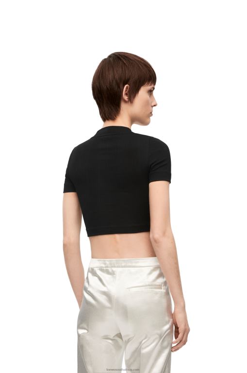 Loewe Women Cropped top in cotton 206XF888 Black