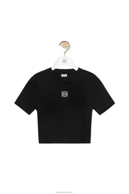Loewe Women Cropped top in cotton 206XF888 Black
