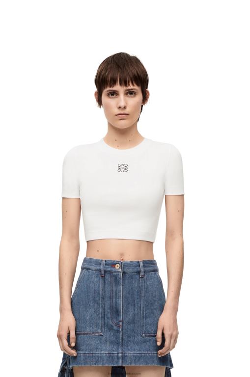 Loewe Women Cropped top in cotton 206XF897 White