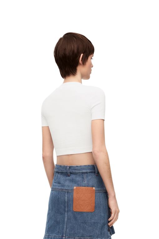 Loewe Women Cropped top in cotton 206XF897 White