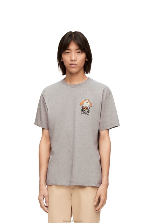 Loewe Women Heen Anagram T-shirt in cotton 206XF846 Grey Melange