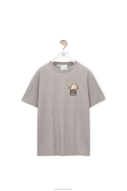 Loewe Women Heen Anagram T-shirt in cotton 206XF846 Grey Melange