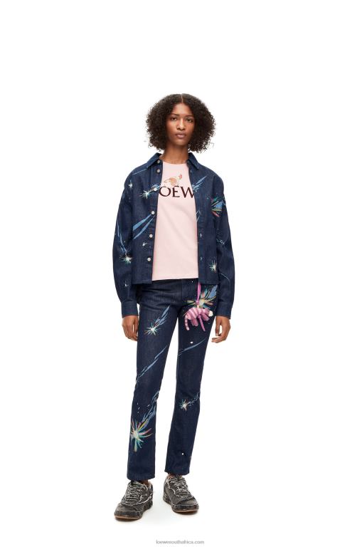 Loewe Women Heen T-shirt in cotton 206XF832 Chalk